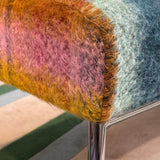 1980s Italian chrome bench in Pierre Frey Boussac Nestor Mohair