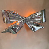 Large 1980s silver bow wall light