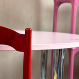 1980s Pink Italian dining table with chrome legs