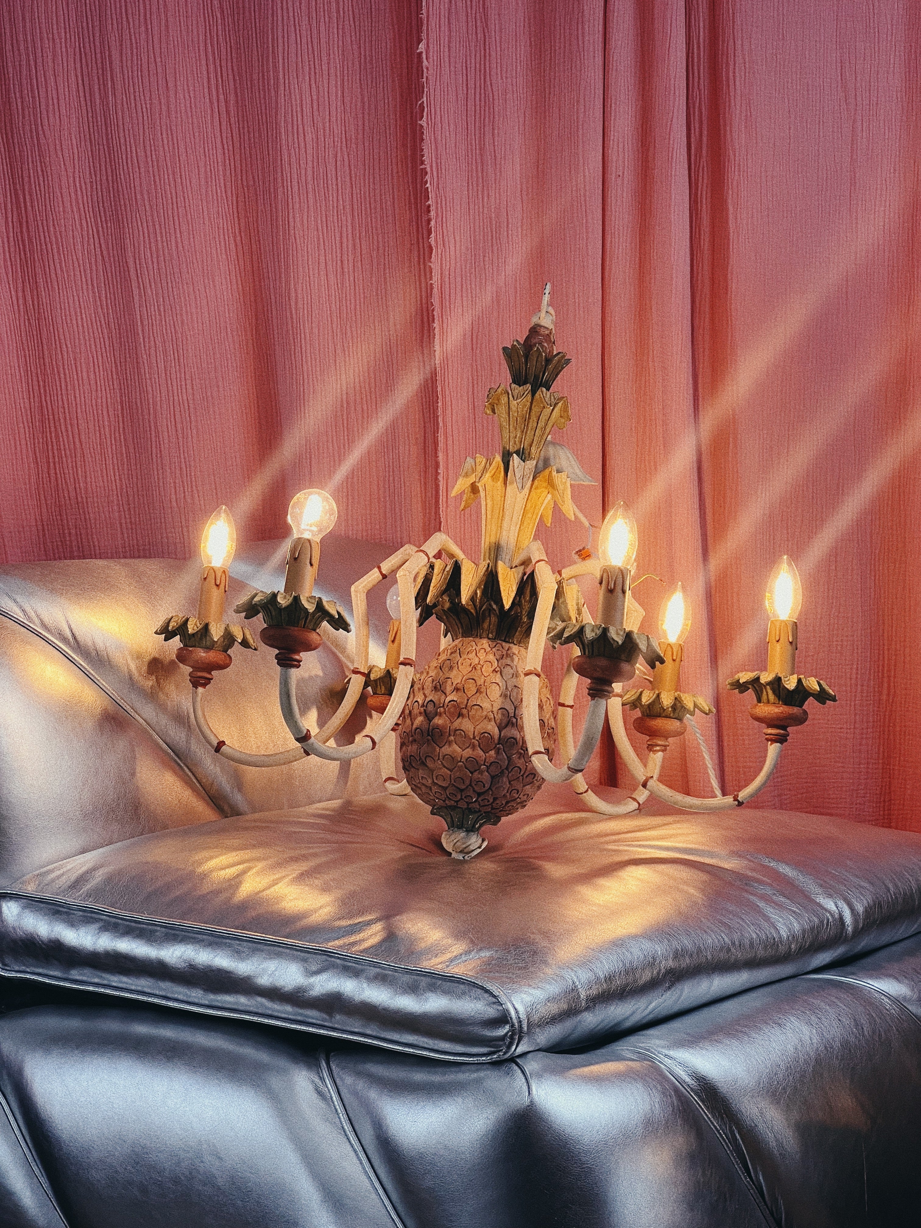 1970s pineapple 6-arm chandelier – Anemone Interiors