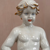 19th century Capodimonte, gold plated cherub indoor water fountain