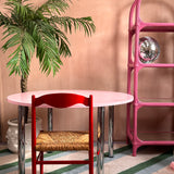 1980s Pink Italian dining table with chrome legs