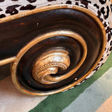 1960s leopard print scroll bench