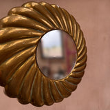 1970s Italian Brass Ripple round mirror