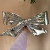 Large 1980s silver bow wall light