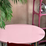 1980s Pink Italian dining table with chrome legs