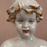 19th century Capodimonte, gold plated cherub indoor water fountain