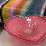 Large 1960s Murano pink glass heart bowl