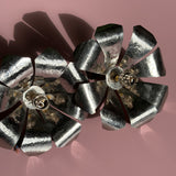 Pair 1950s Italian silver plated flower shape wall lights